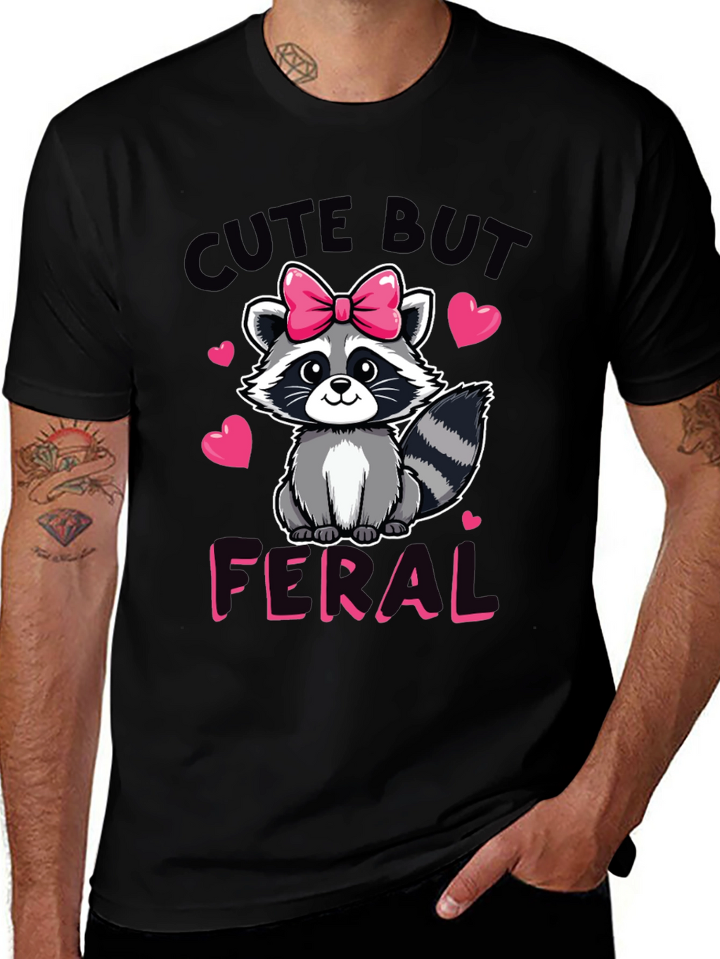 Cute But Feral Raccoon Graphic Tee