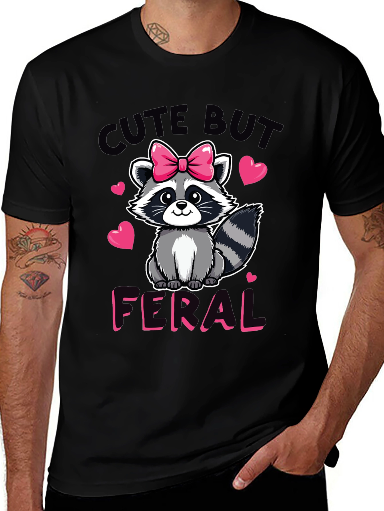 Cute But Feral Raccoon Graphic Tee