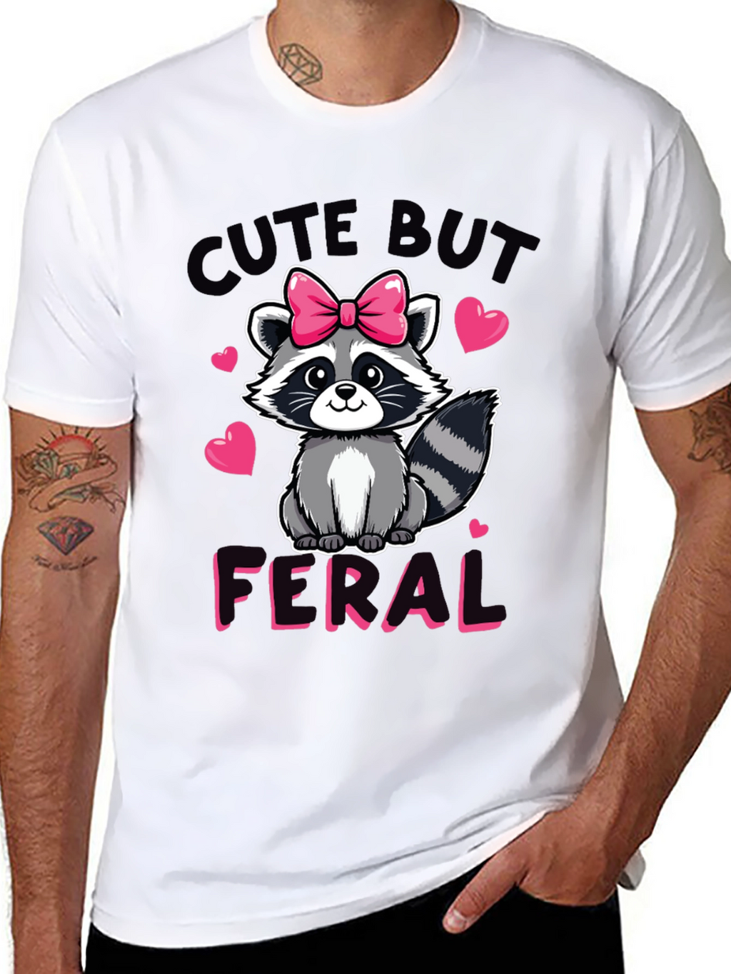 Cute But Feral Raccoon Graphic Tee