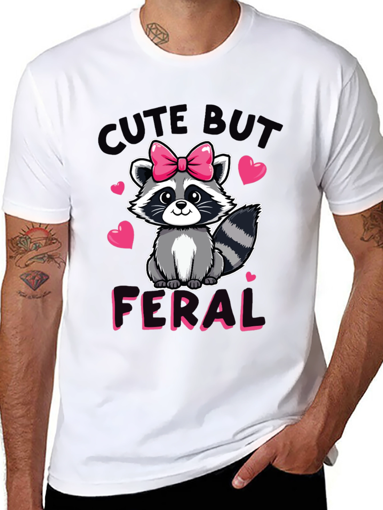 Cute But Feral Raccoon Graphic Tee