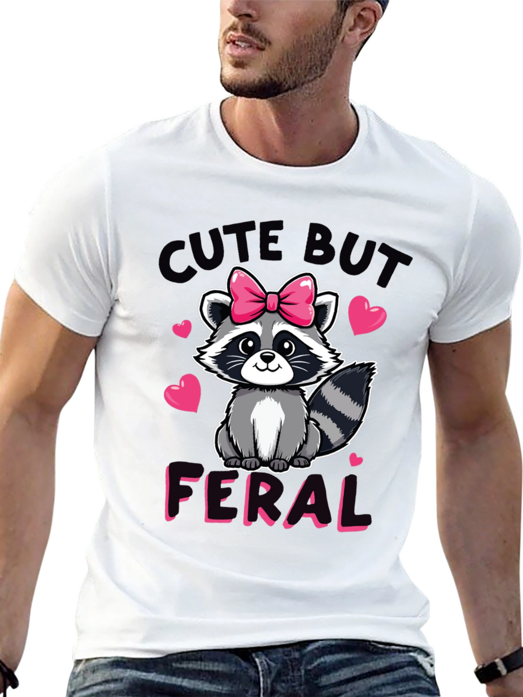 Cute But Feral Raccoon Graphic Tee