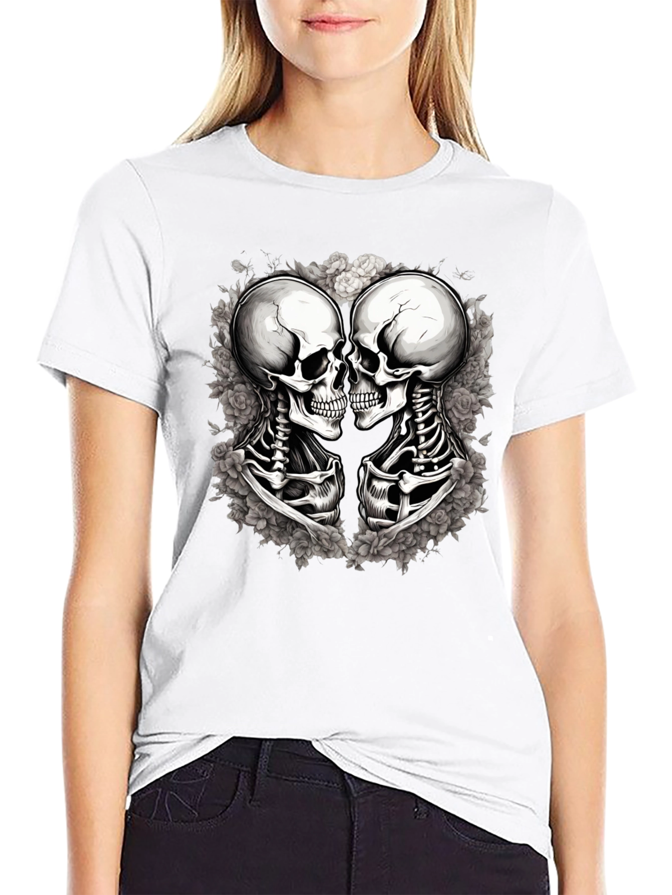 Skull Kiss Graphic Tee - Mens Black T-Shirt