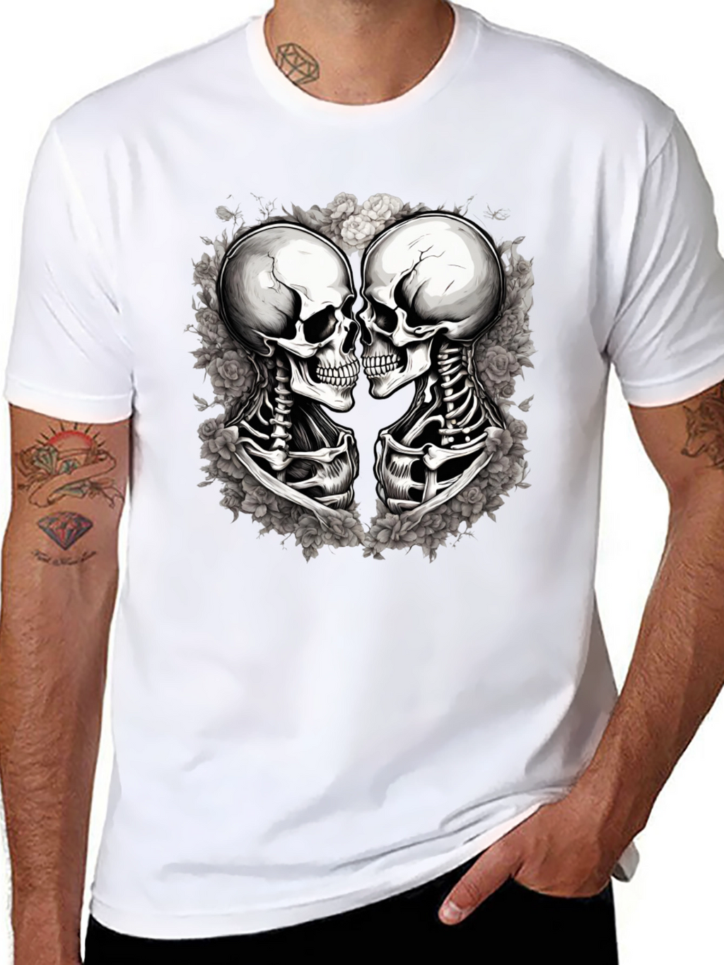 Skull Kiss Graphic Tee - Mens Black T-Shirt