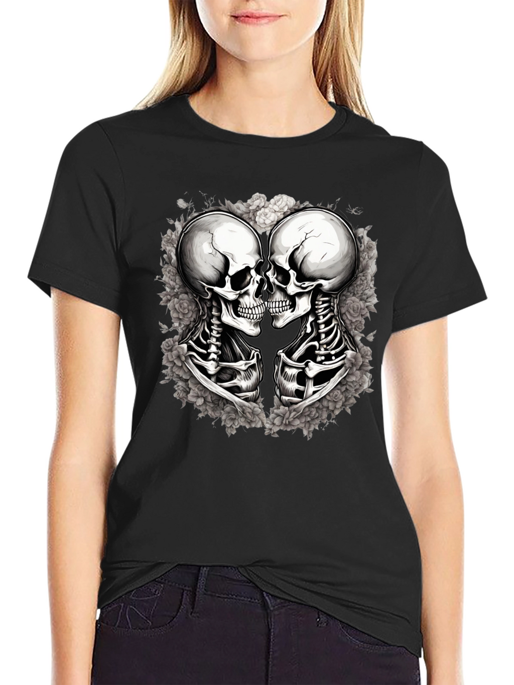 Skull Kiss Graphic Tee - Mens Black T-Shirt