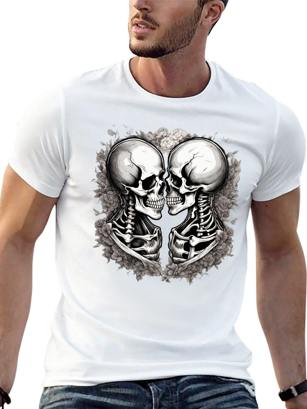 Skull Kiss Graphic Tee - Mens Black T-Shirt