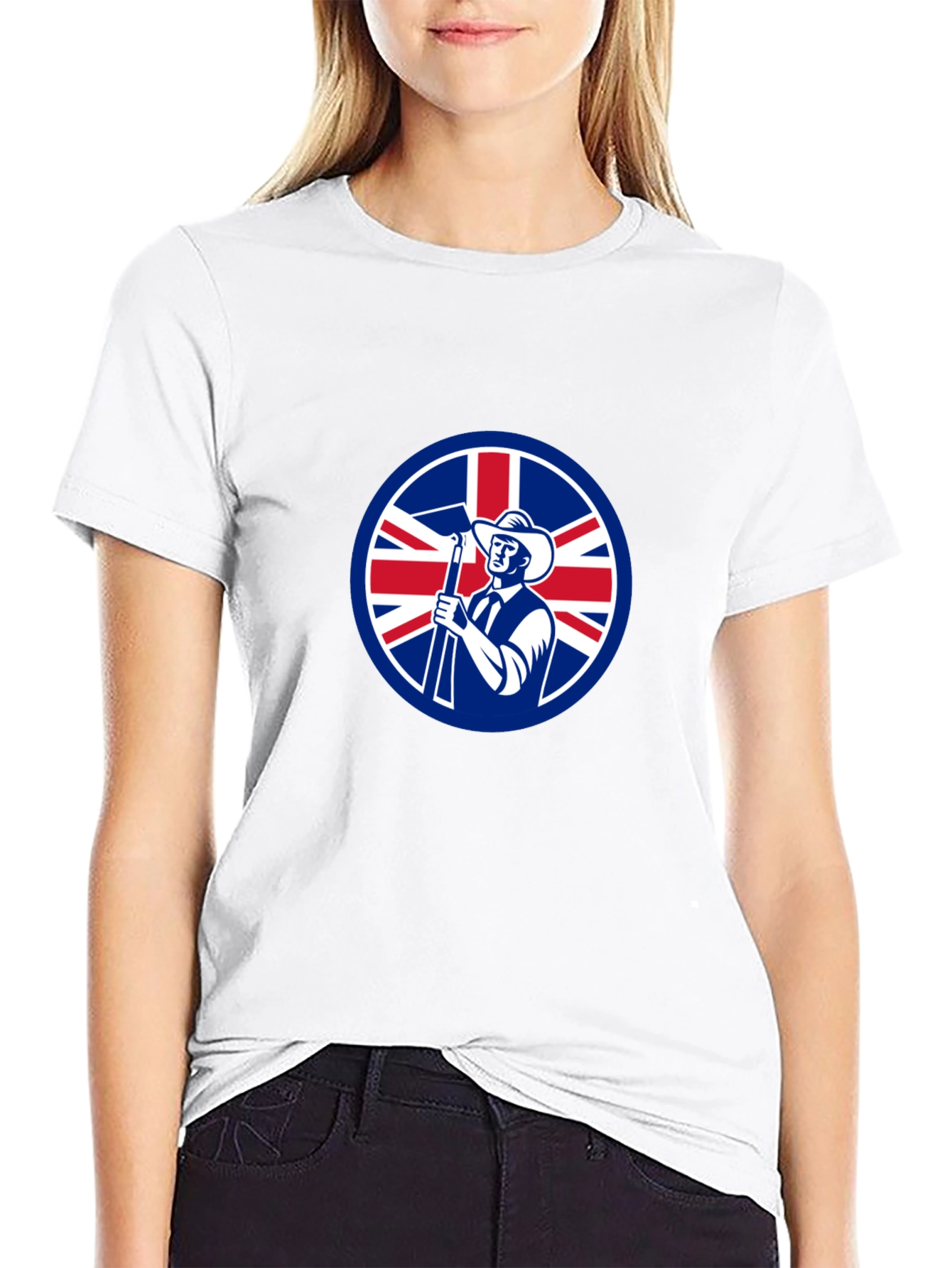 Union Jack Miner Graphic Tee - Black Cotton Blend