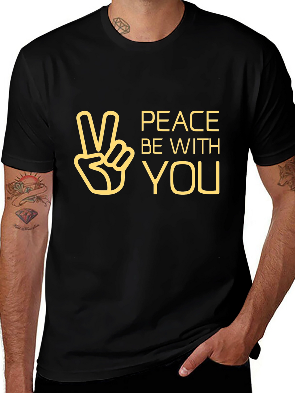 Peace Be With You Graphic Tee - Black