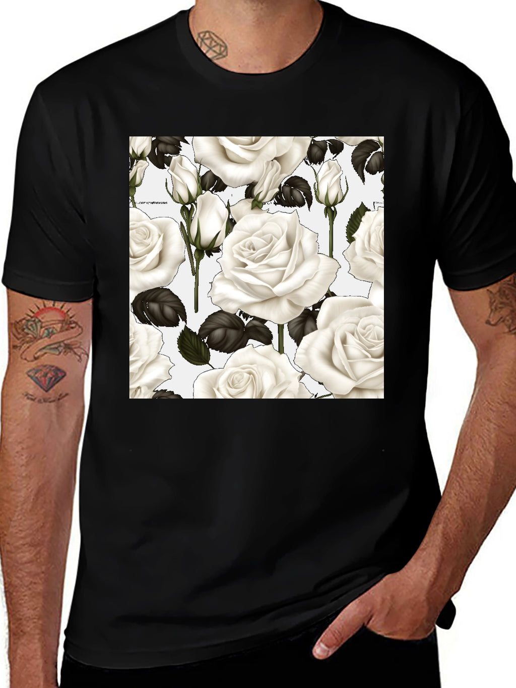 Floral Roses T-Shirt - Black Unisex Tee