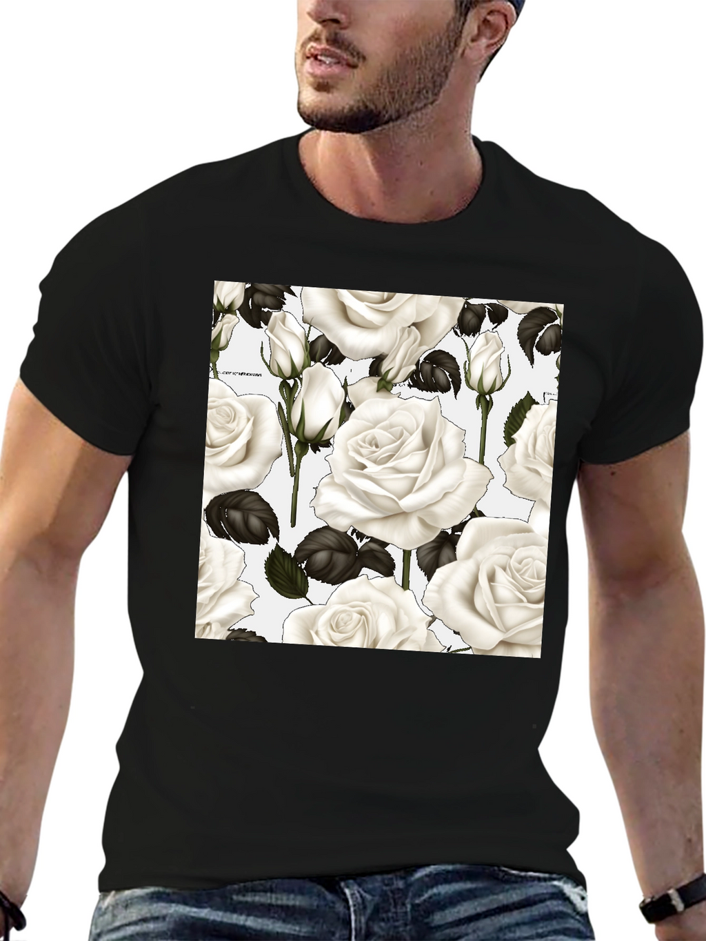 Floral Roses T-Shirt - Black Unisex Tee