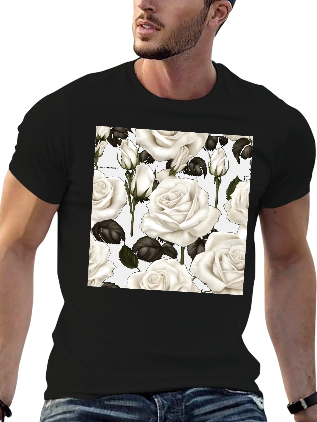 Floral Roses T-Shirt - Black Unisex Tee