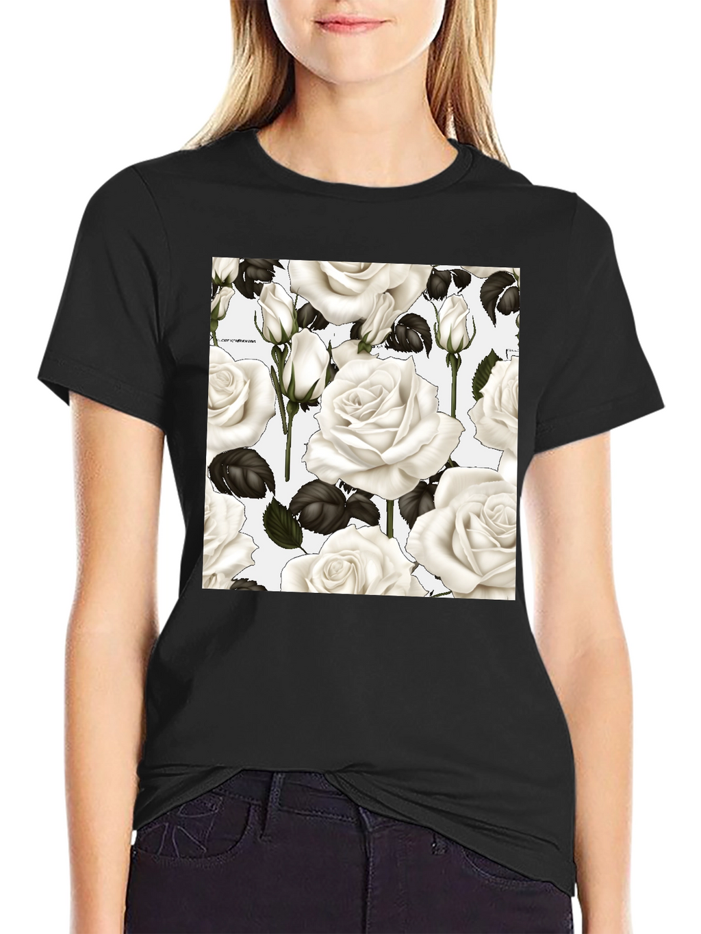 Floral Roses T-Shirt - Black Unisex Tee