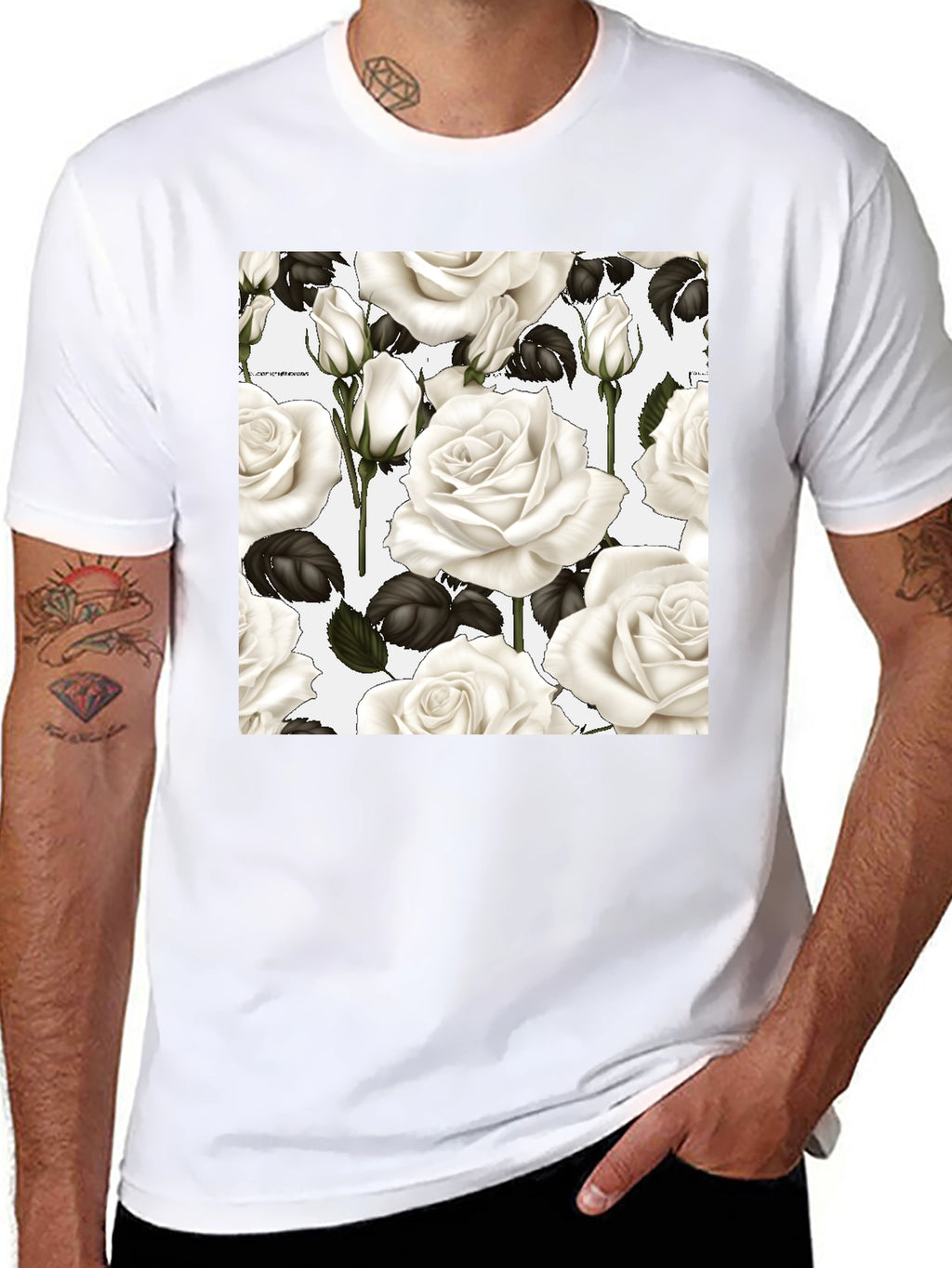 Floral Roses T-Shirt - Black Unisex Tee