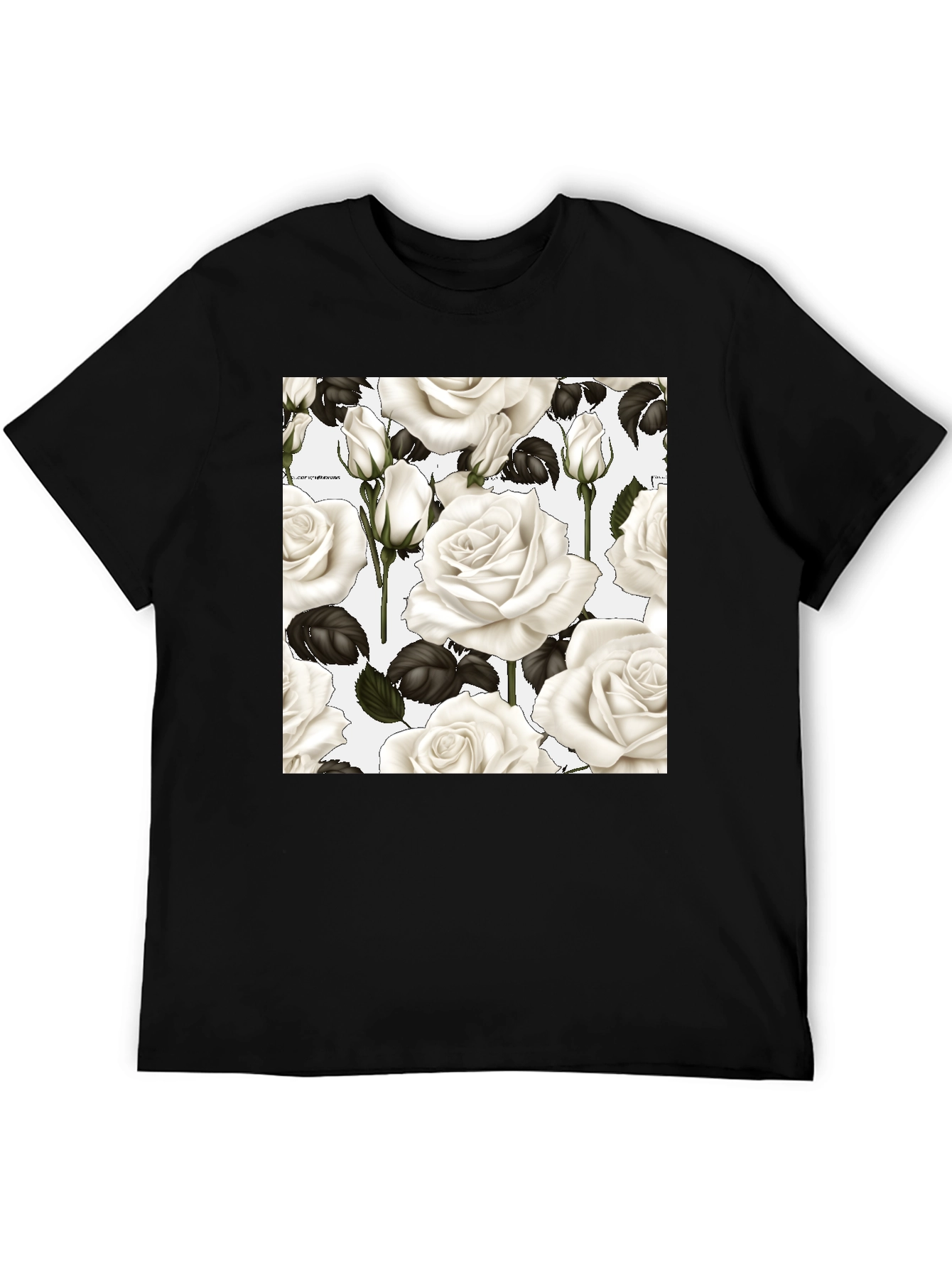 Floral Roses T-Shirt - Black Unisex Tee