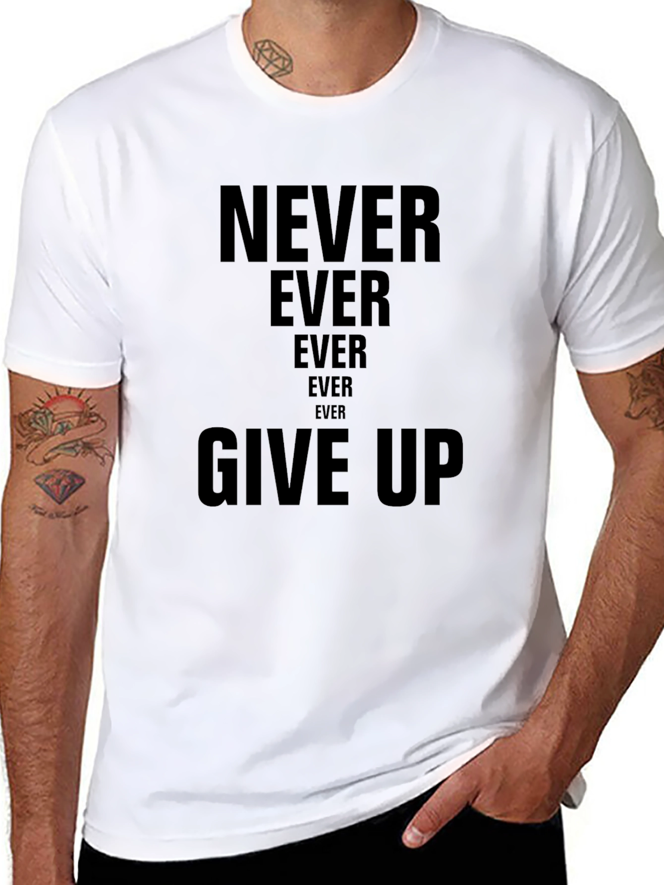Never Ever Give Up T-Shirt | Inspiring Message