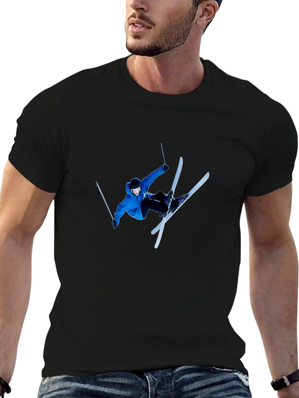 Skiing Stunt T-Shirt - Black