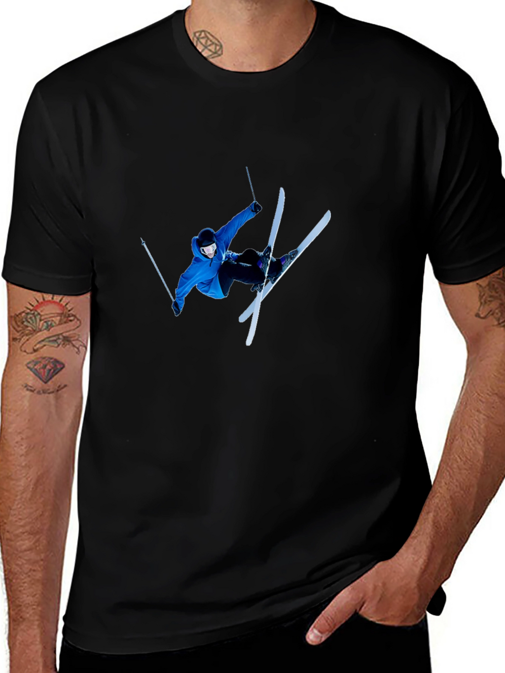 Skiing Stunt T-Shirt - Black