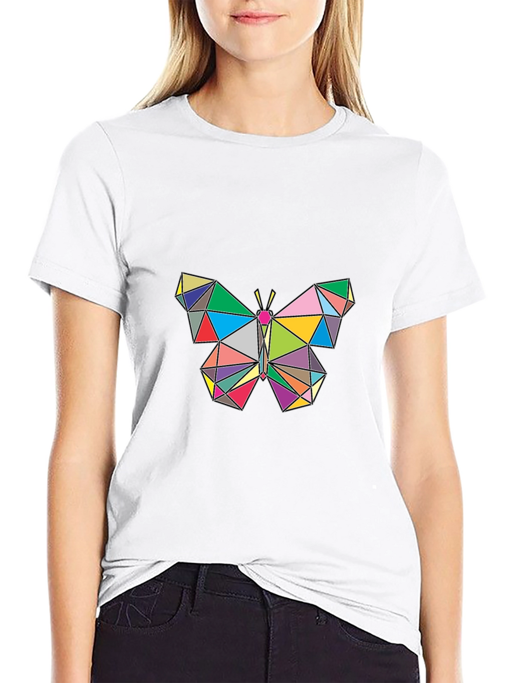 Geometric Butterfly Graphic Tee - Stylish Mens Black T-Shirt