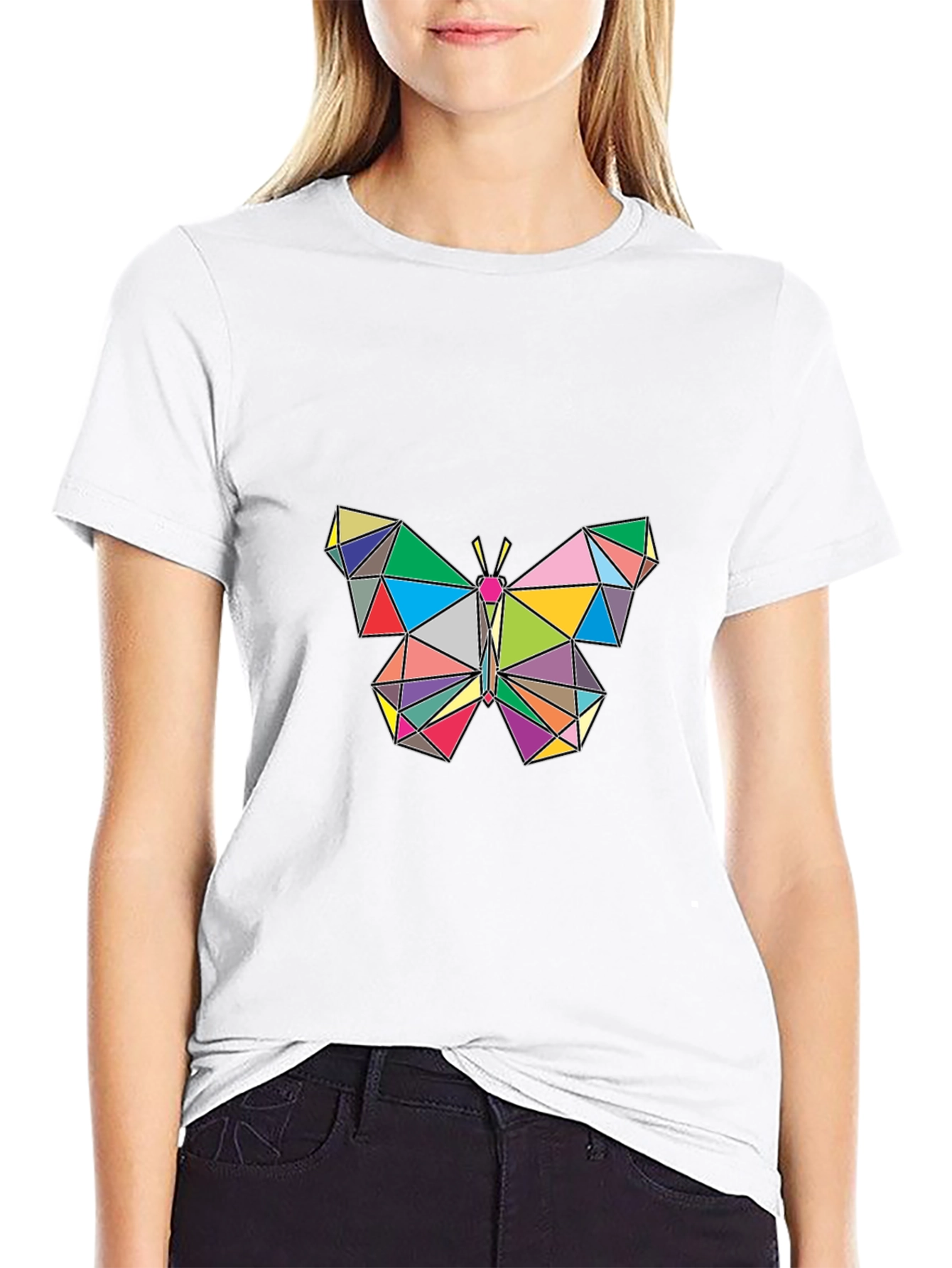 Geometric Butterfly Graphic Tee - Stylish Mens Black T-Shirt