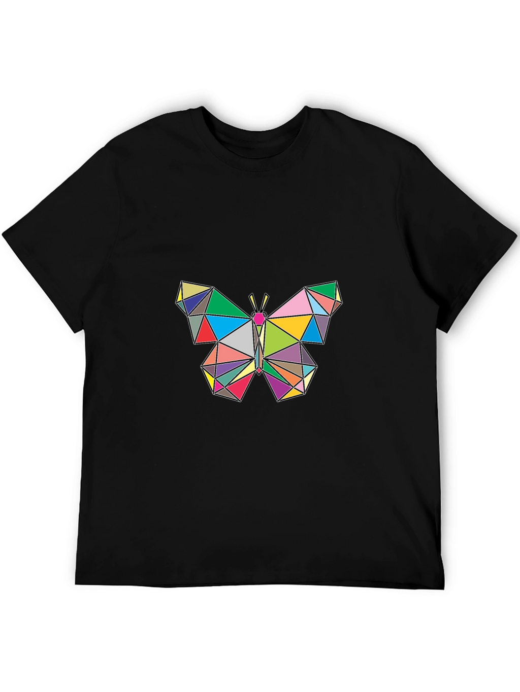 Geometric Butterfly Graphic Tee - Stylish Mens Black T-Shirt