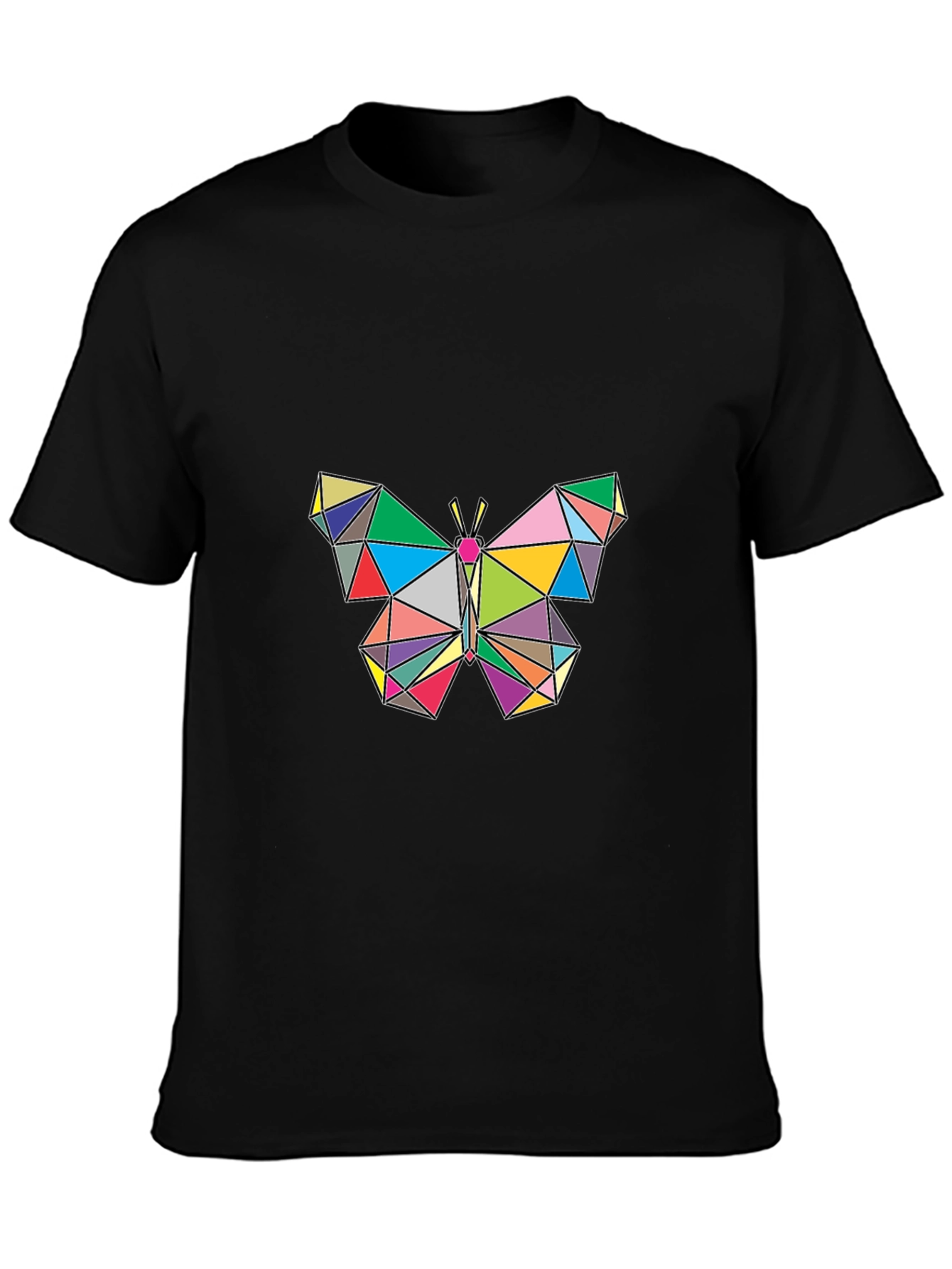 Geometric Butterfly Graphic Tee - Stylish Mens Black T-Shirt