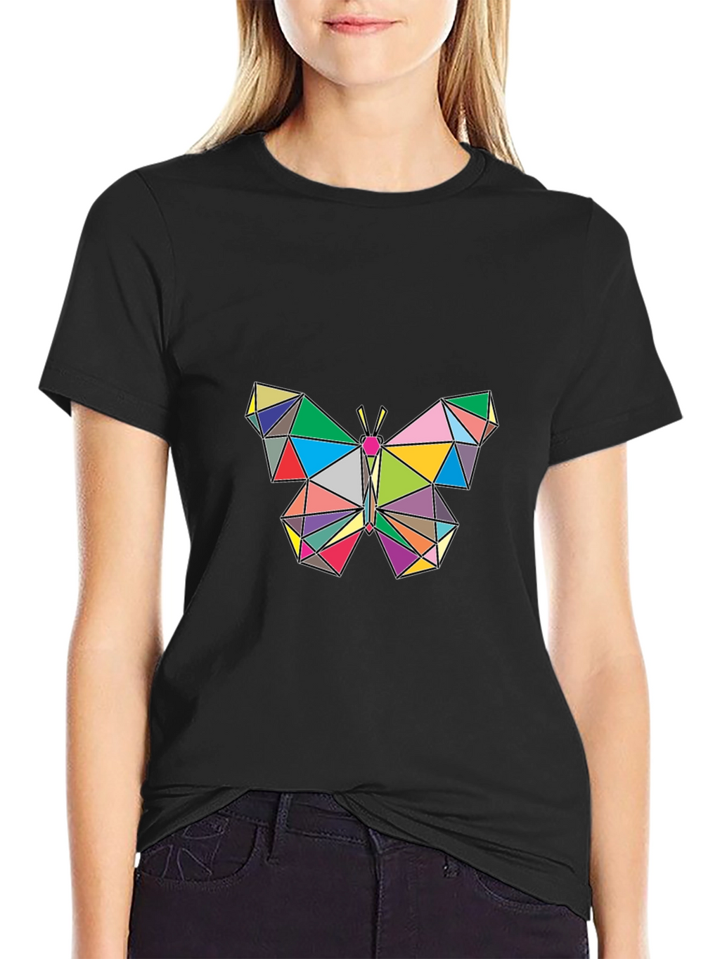 Geometric Butterfly Graphic Tee - Stylish Mens Black T-Shirt