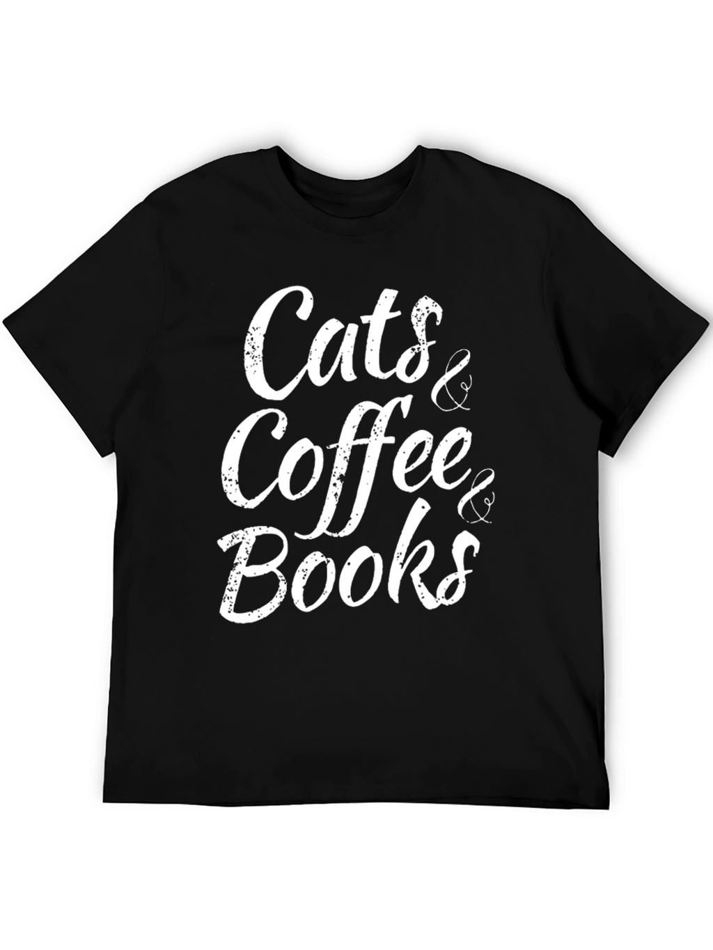 Cats Coffee Books Black T-Shirt