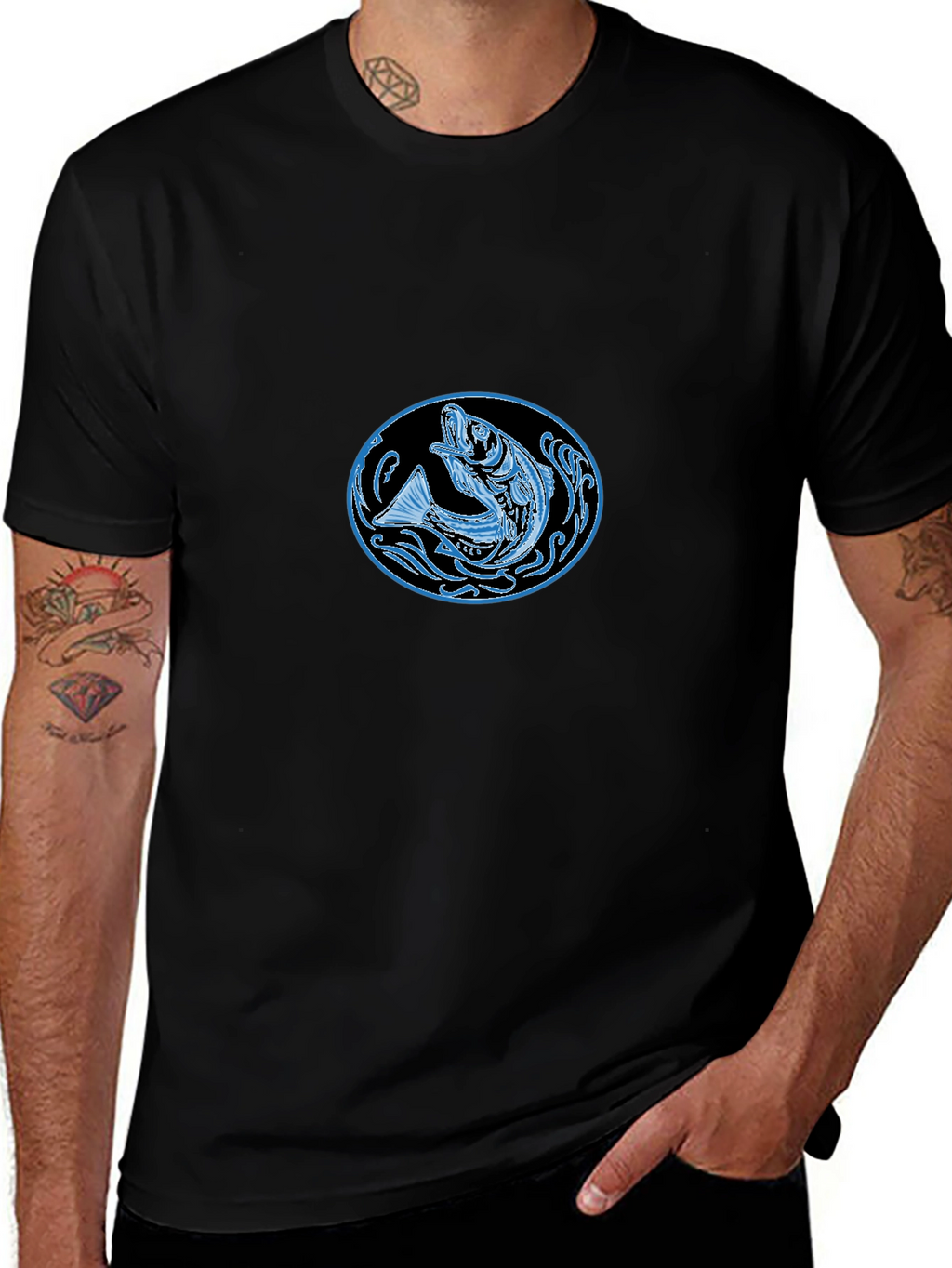 Cool Fish Graphic Black T-Shirt