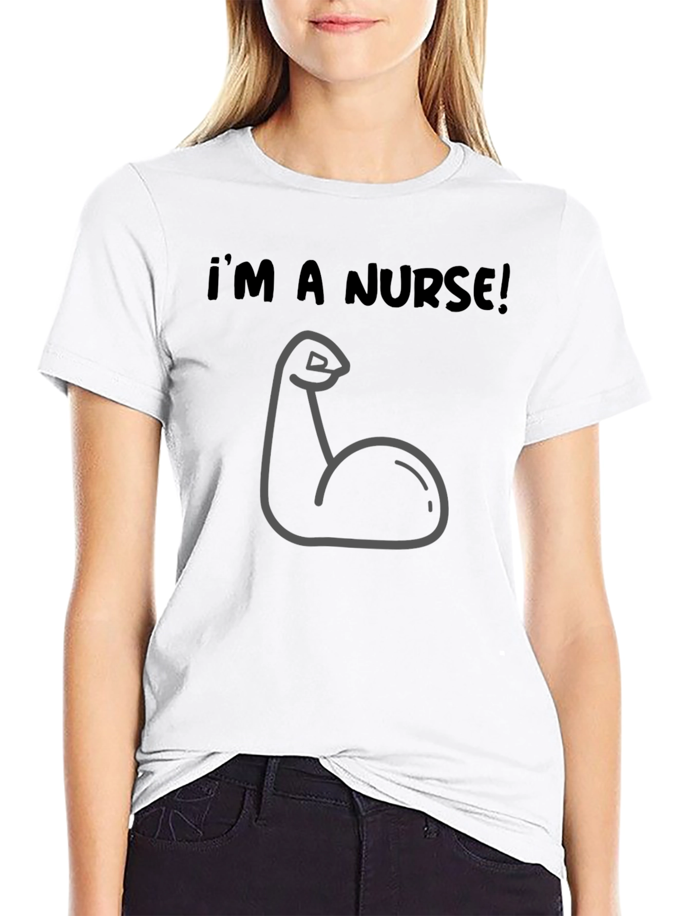 Funny Nurse Muscle Graphic Tee - Black