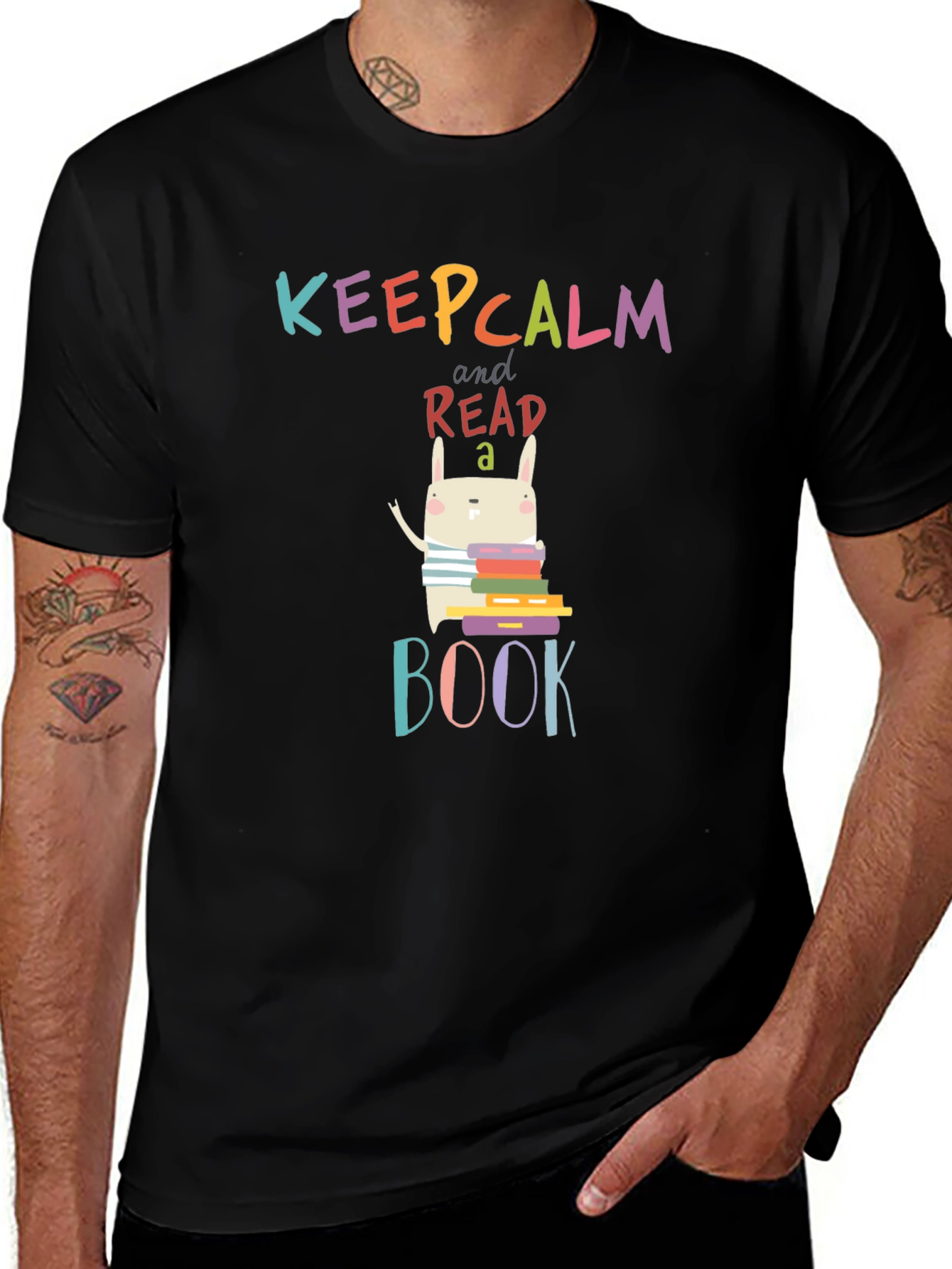 Keep Calm Read a Book T-Shirt Cute Bunny Design