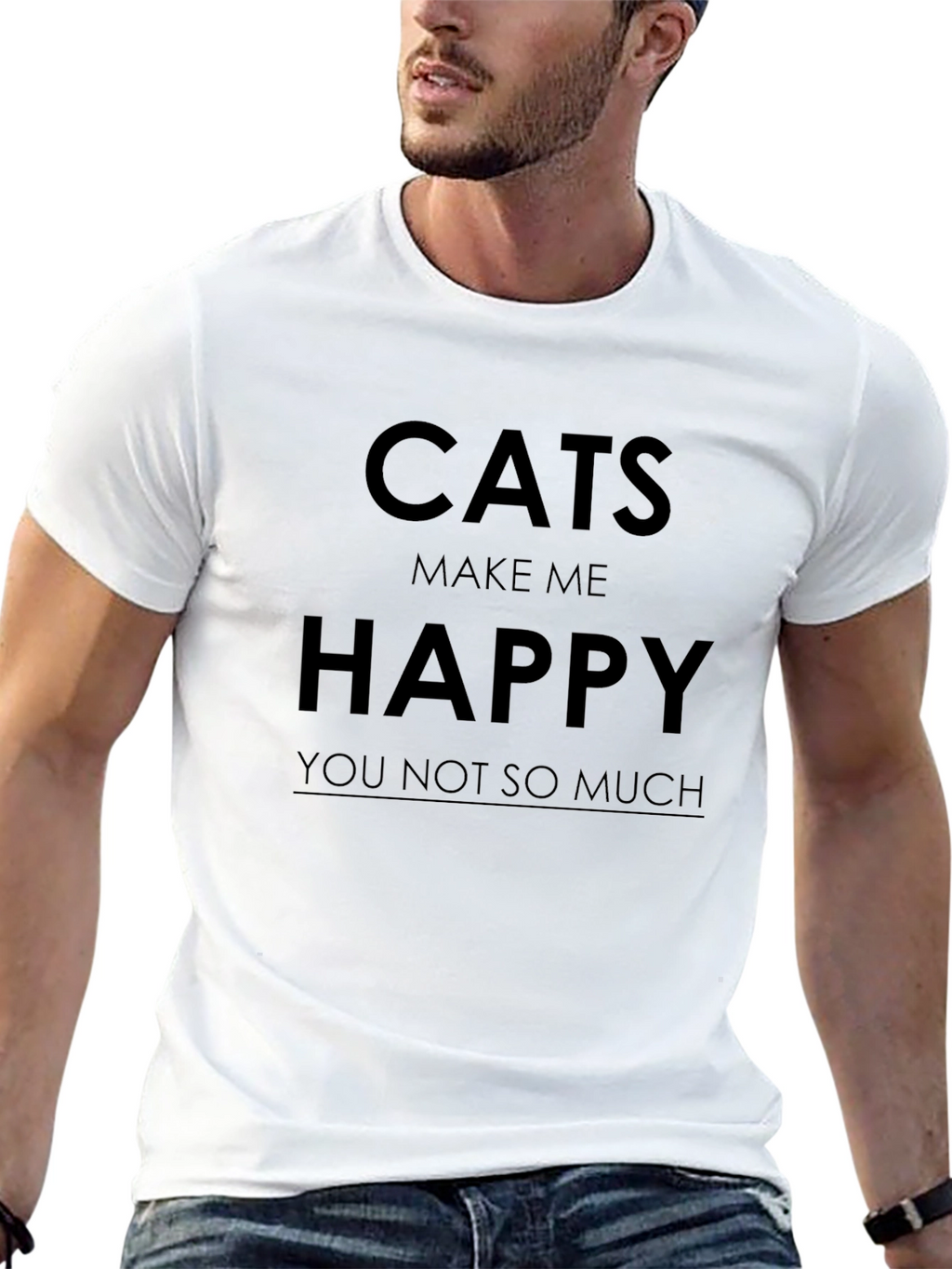 Cats Make Me Happy Graphic T-Shirt
