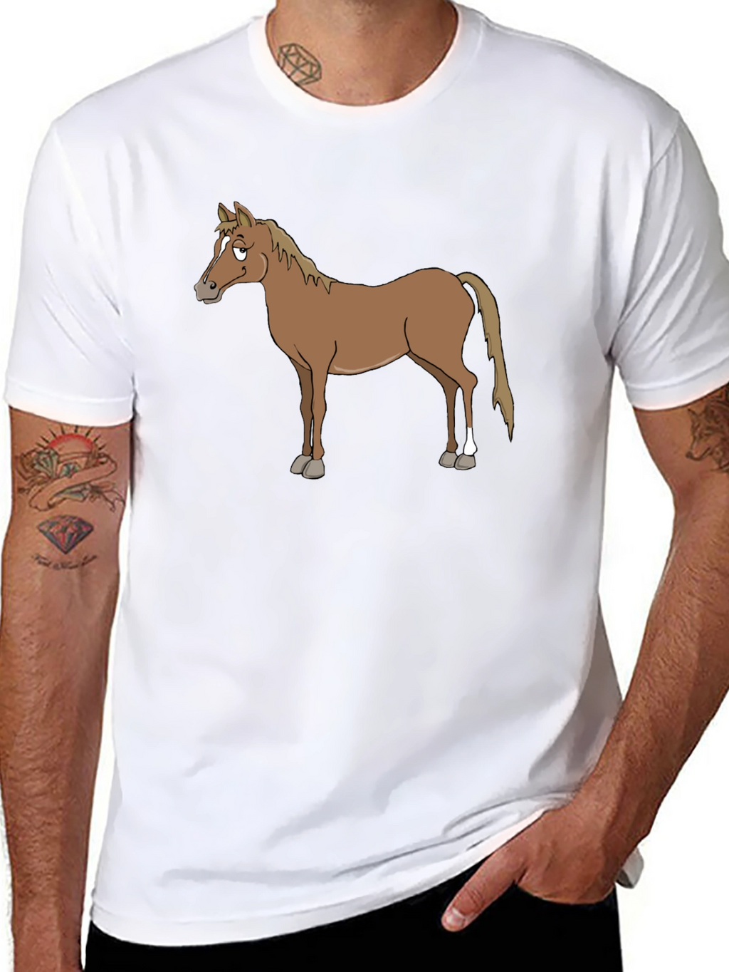 Horse Graphic T-Shirt - Casual Black Tee