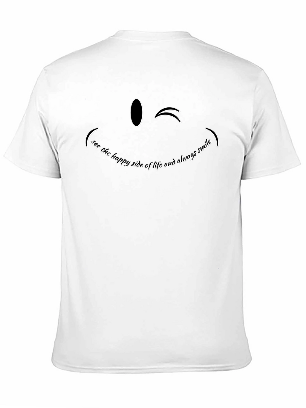 Smiling Wink Graphic Tee - Black Cotton