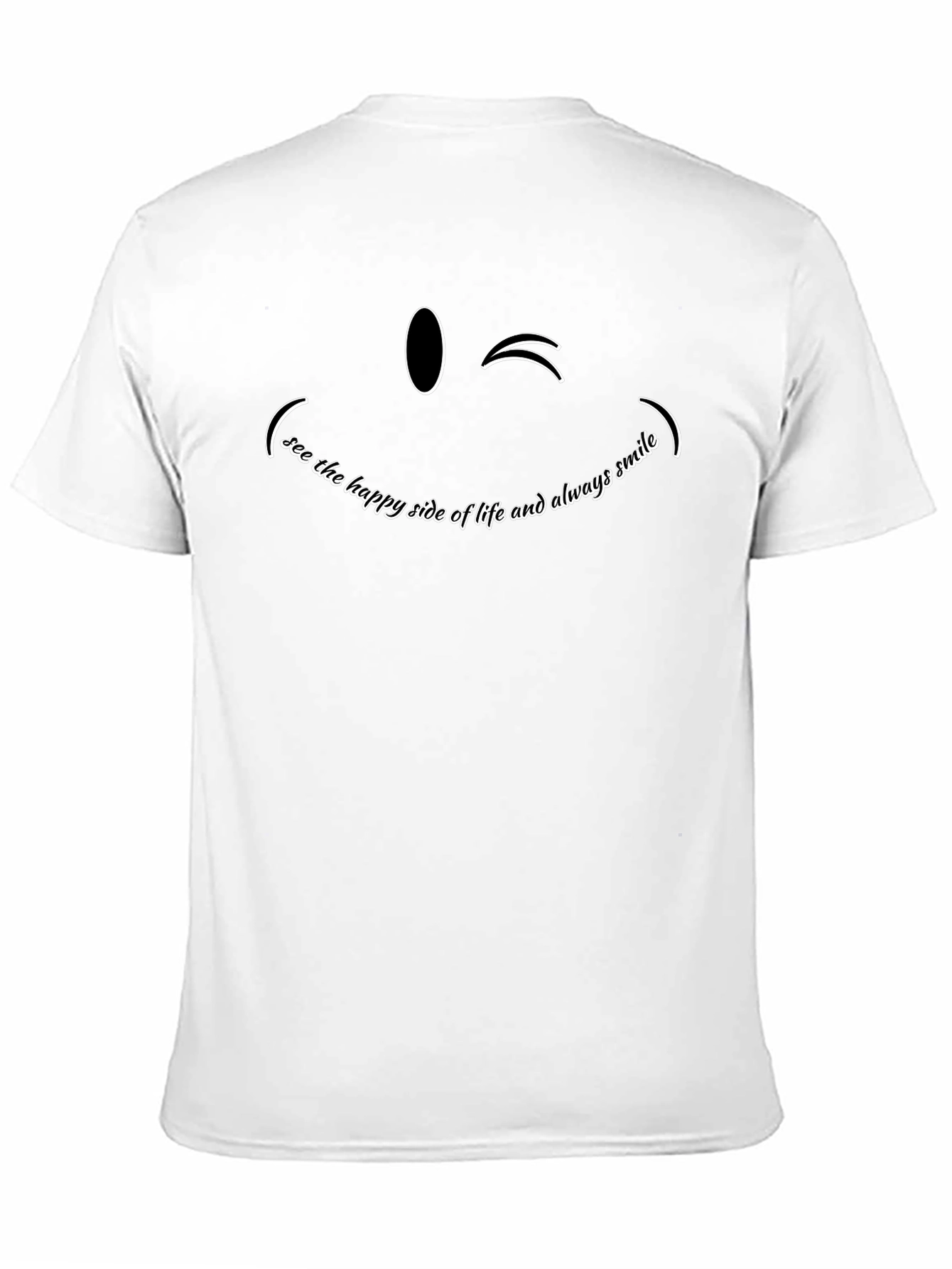 Smiling Wink Graphic Tee - Black Cotton