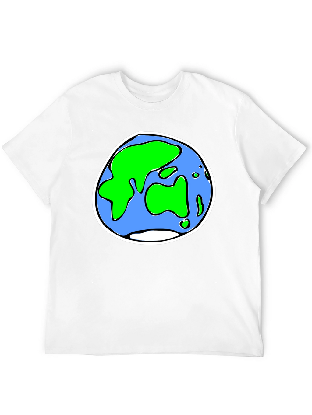 Cartoon Earth Graphic Tee - Black Crew Neck T-Shirt