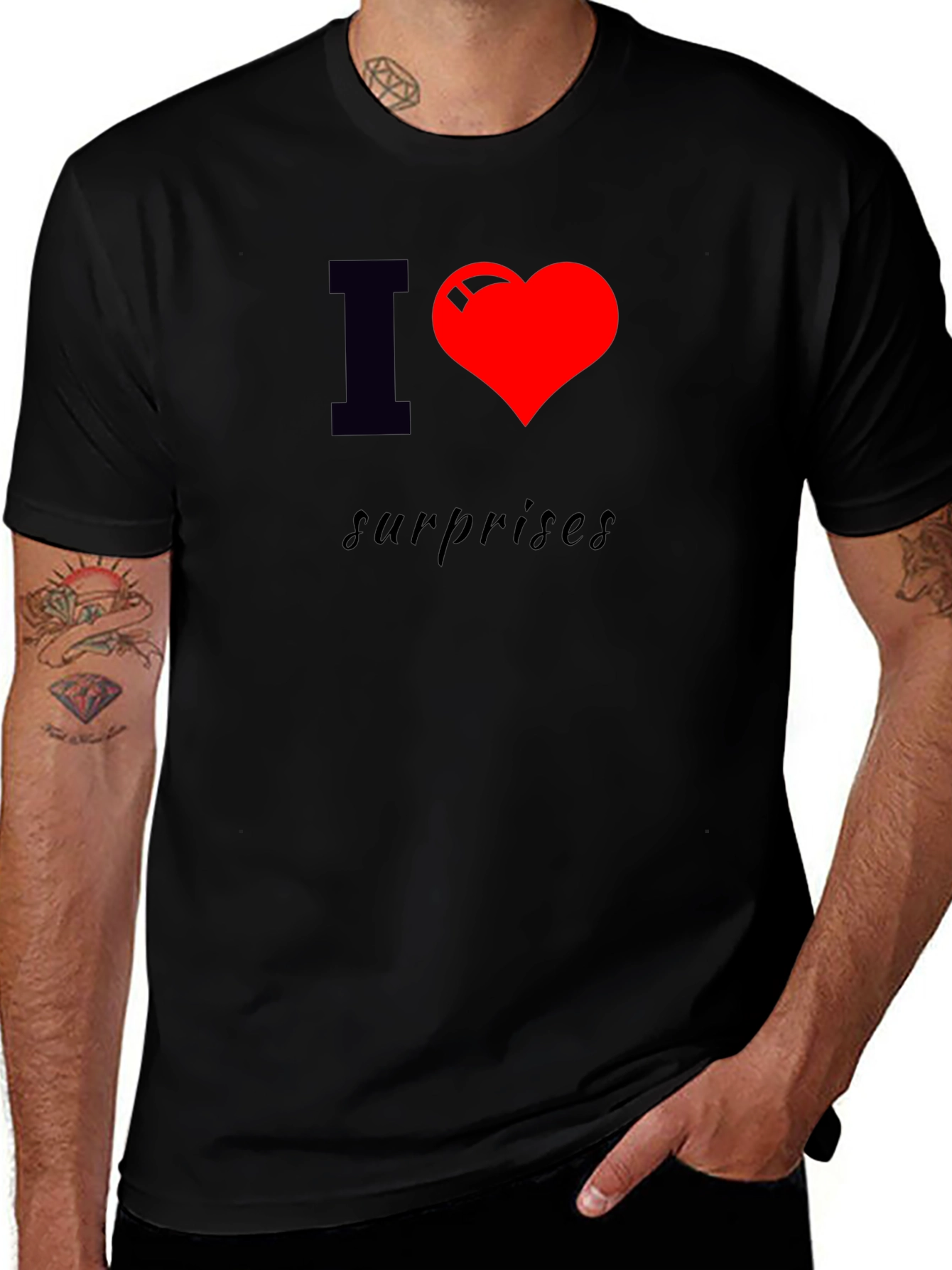 I Heart Surprises Black T-Shirt