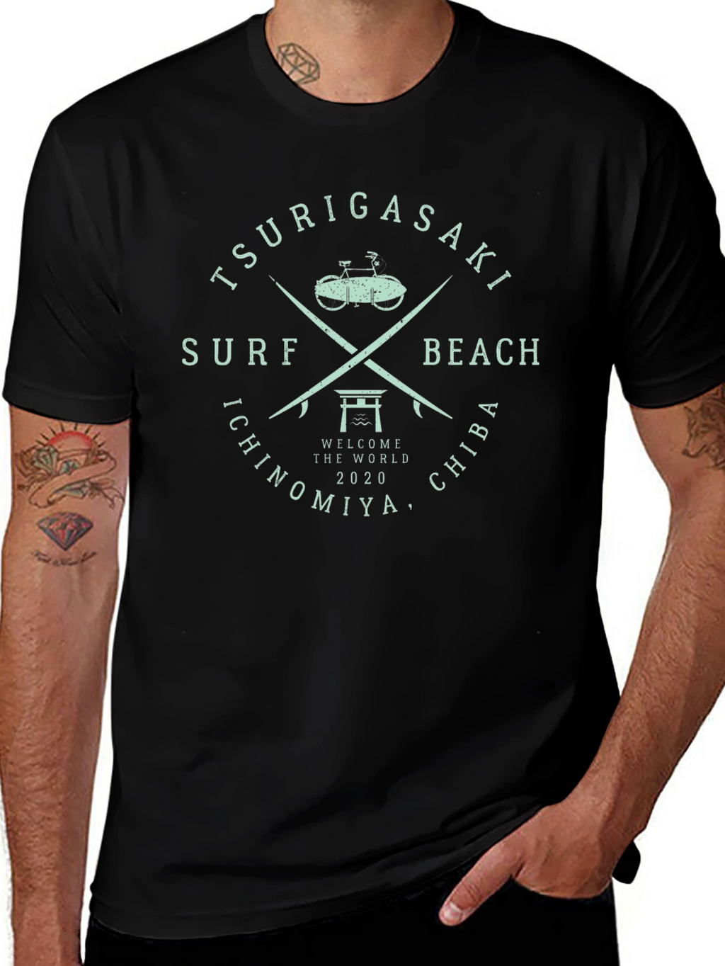 Tsurigasaki Surf Beach Black T-Shirt