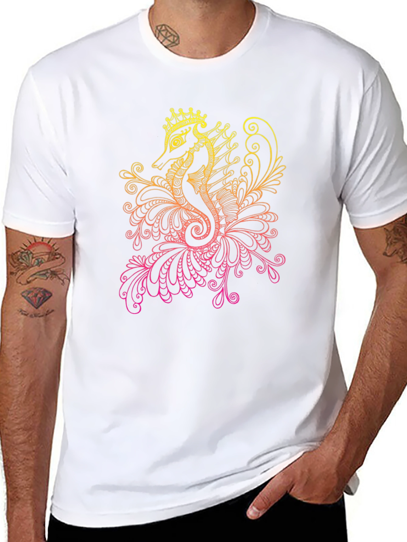 Seahorse Crown Graphic Tee - Black
