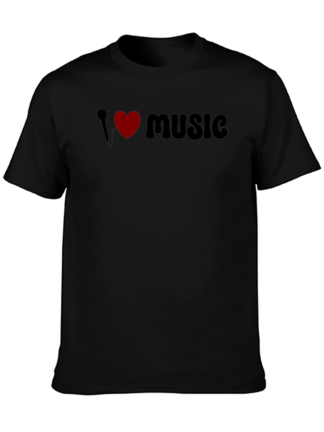 I Love Music Graphic Tee - Black