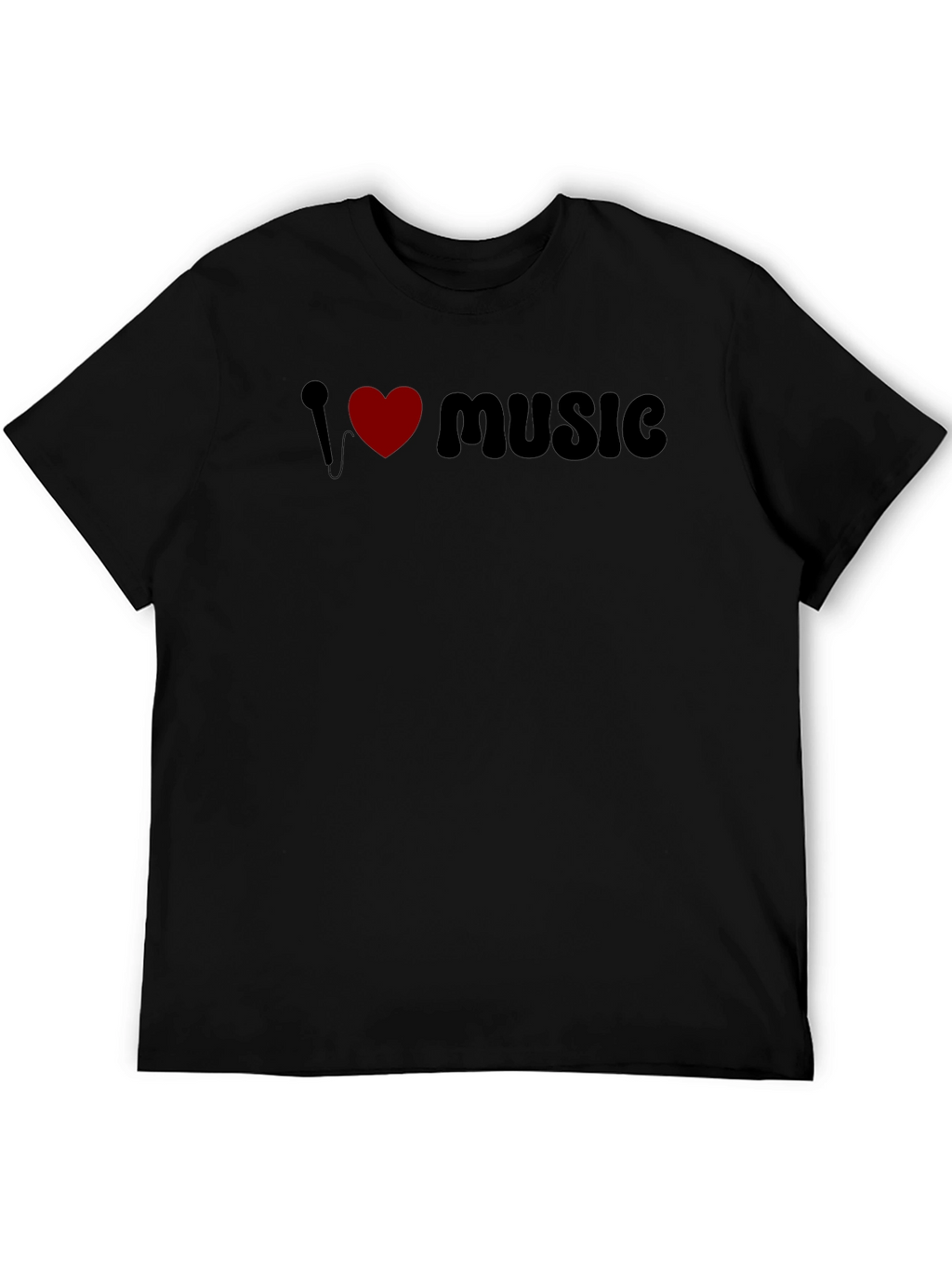 I Love Music Graphic Tee - Black