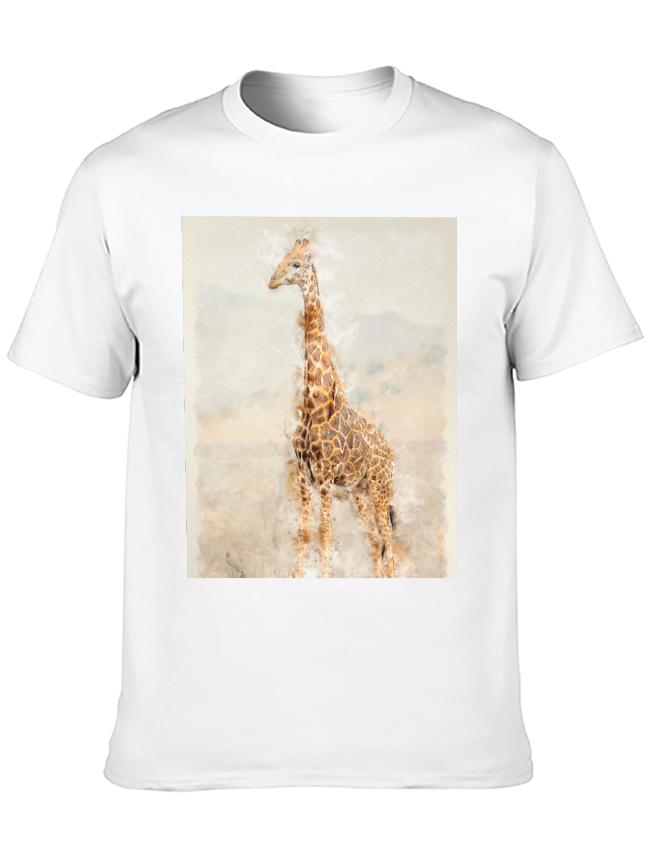 Watercolor Giraffe Graphic Tee - Black