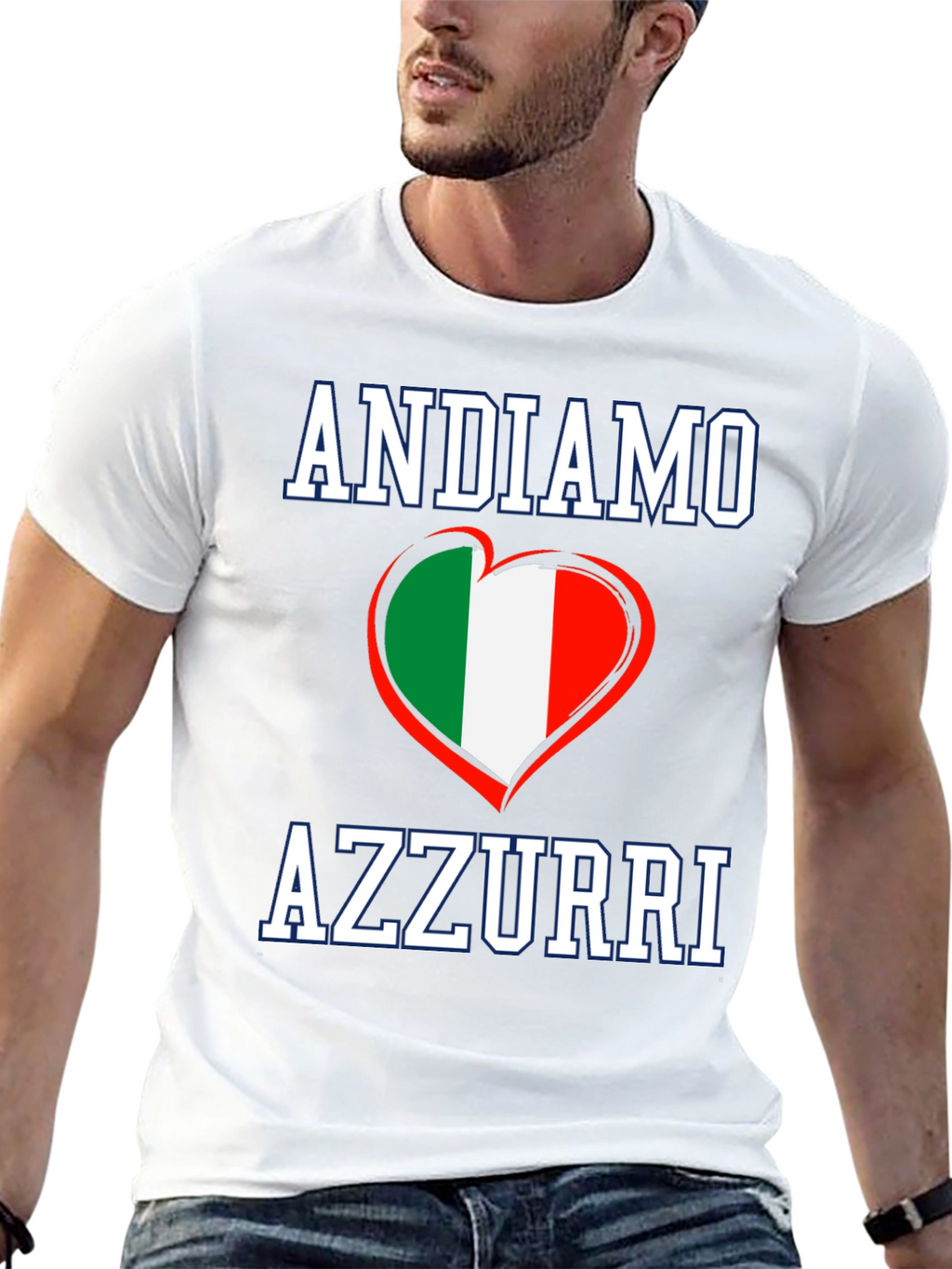 Andiamo Azzurri Italy Flag Heart T-Shirt