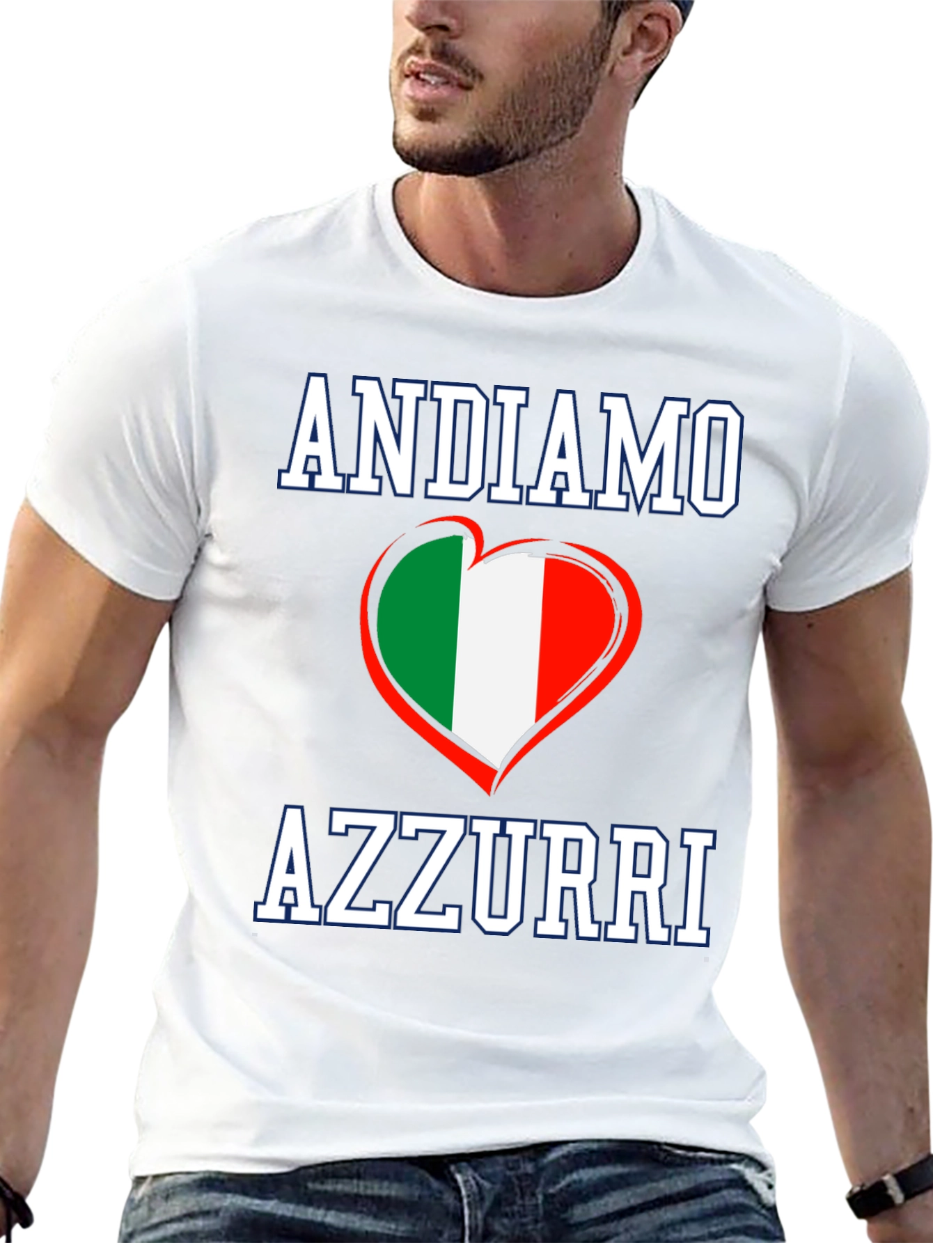 Andiamo Azzurri Italy Flag Heart T-Shirt