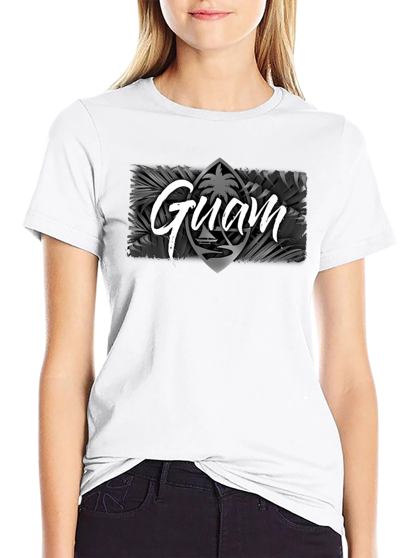 Guam Palm Tree T-Shirt Black Mens