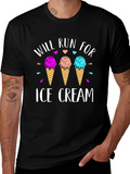 Will Run For Ice Cream Black T-Shirt