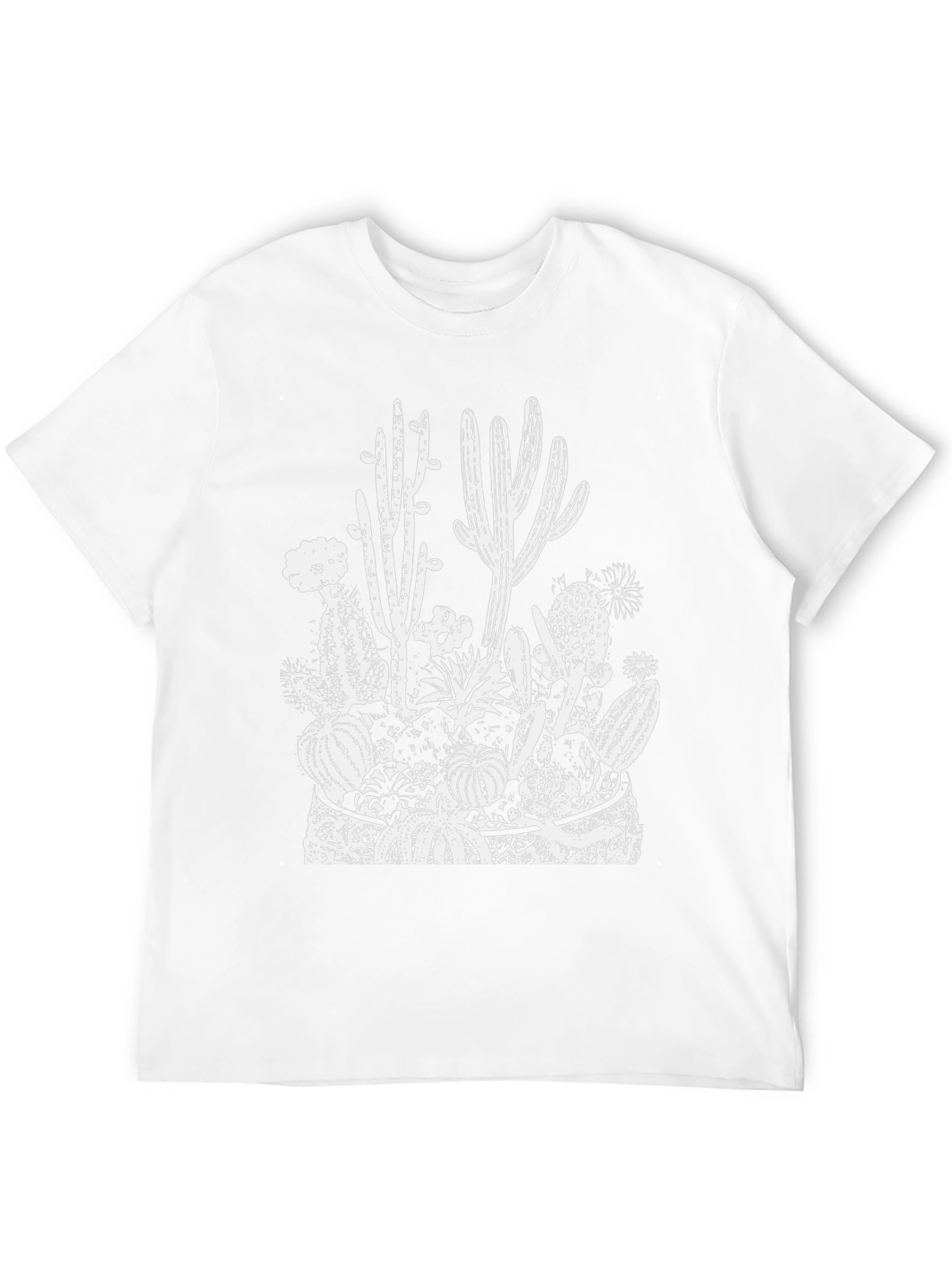 Cactus Print Black Tee - Desert Style