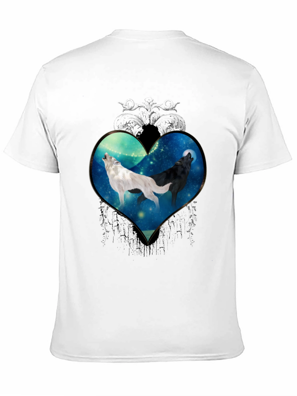 Wolf Heart Graphic Tee - Stylish Black T-Shirt