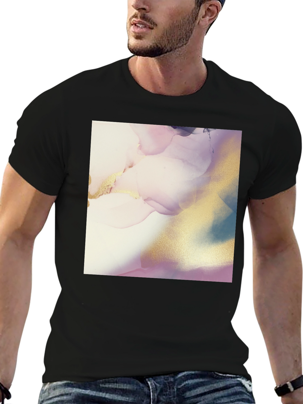 Abstract Art Print Black T-Shirt for Men