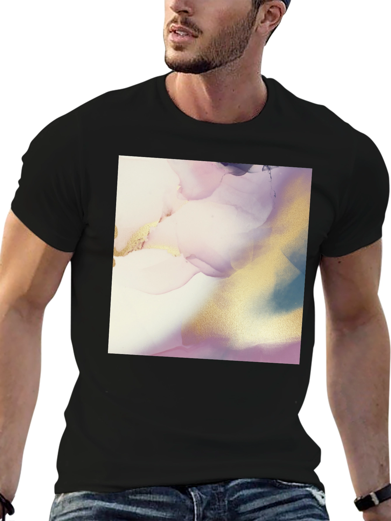 Abstract Art Print Black T-Shirt for Men