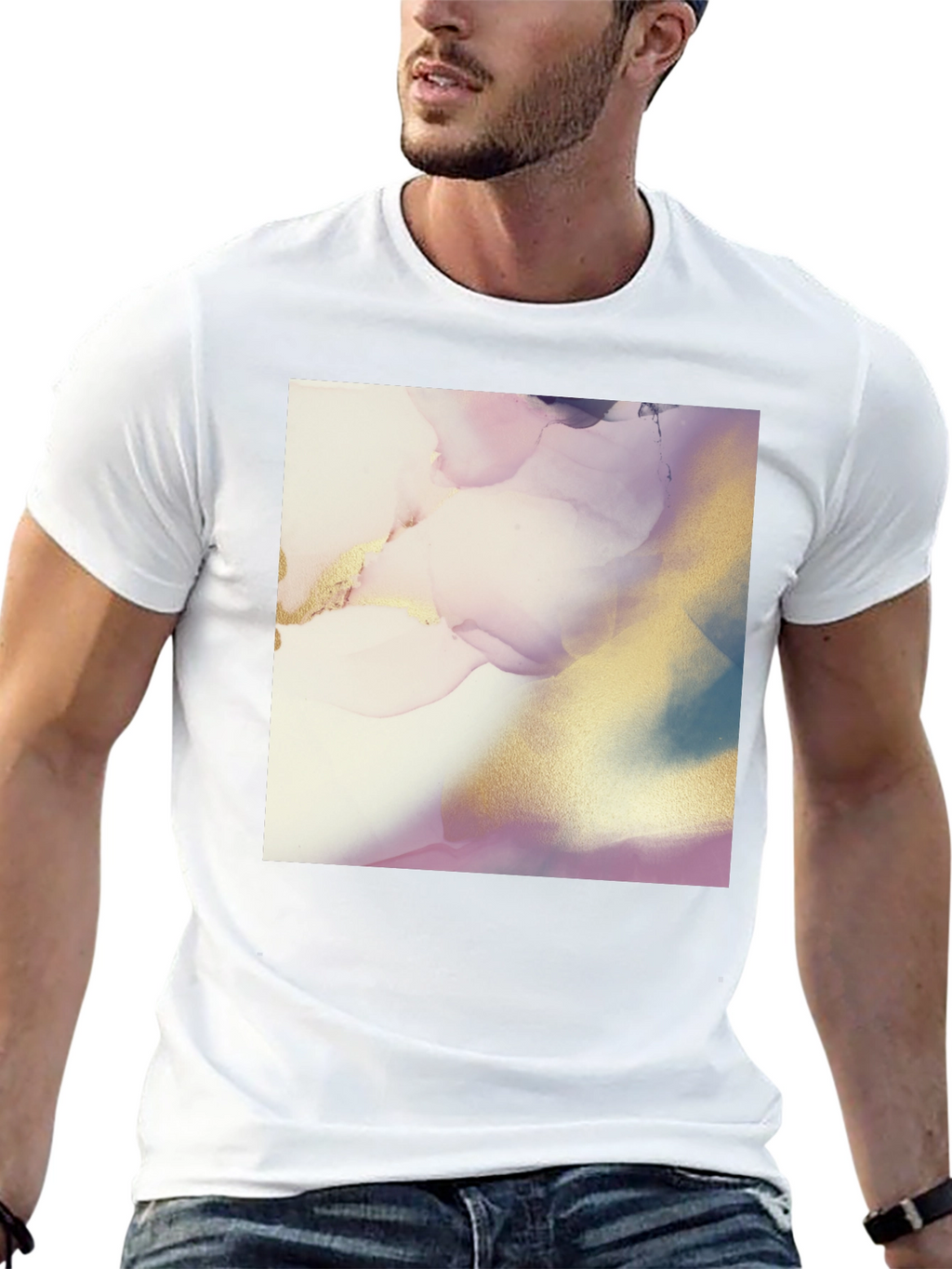 Abstract Art Print Black T-Shirt for Men