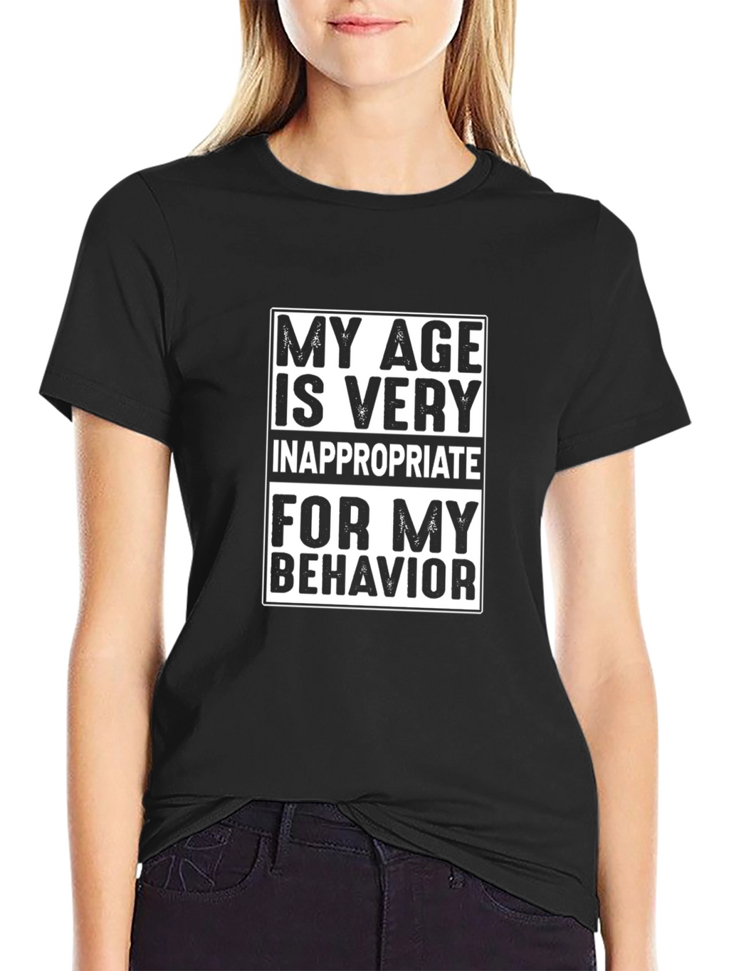 Humorous Age Behavior Black T-Shirt